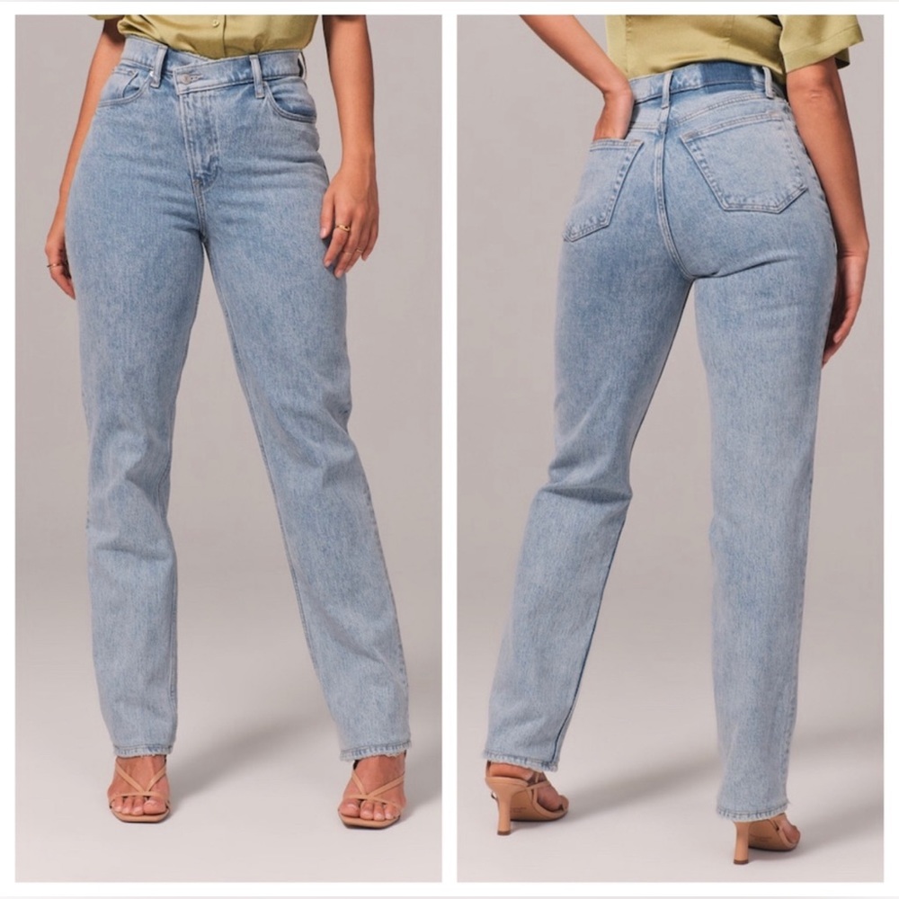 Abercrombie & Fitch Ultra High Rise 90s Straight Jean with Criss Cross Waist